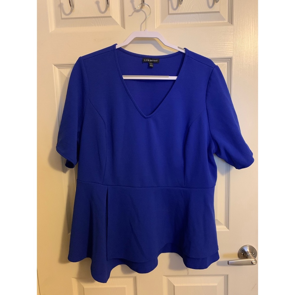 Lane Bryant Asymmetrical Blue Peplum Blouse